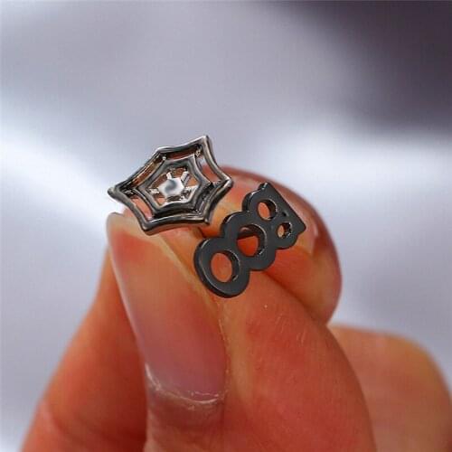 Trendy Female Asymmetrical Hollow Small Earring Dainty Black Gold Color Stud Earrings Cute Spider Web Wedding Earrings For Women