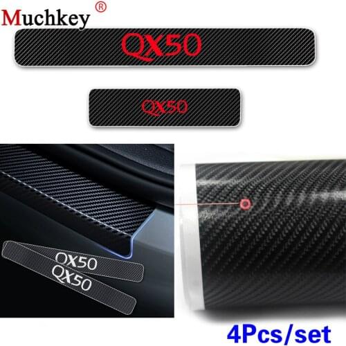 For Infiniti QX50 Door Threshold Entry Guard Car Door Sill Scuff Plate Car-styling Auto Part Carbon Fiber Protector Sticker 4Pcs