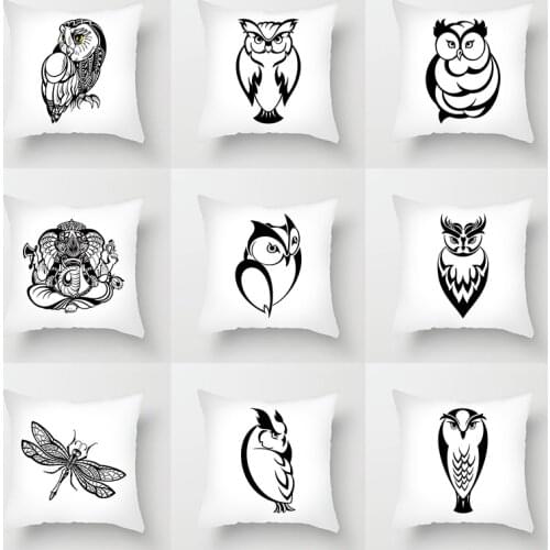 Cushion Cover Animals Portrait Pillow Case Black Cat shrimp owl dragonfly elephant scorpion Home Decorative Throw Pillow Cover