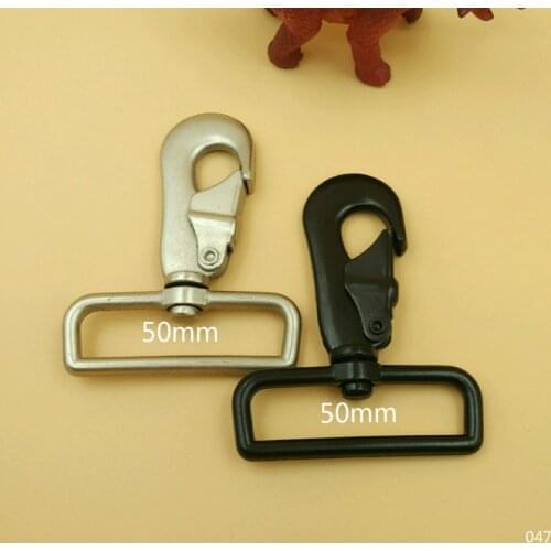 New 2" For 50mm Width Webbing 2pcs High Grade Black Silver Big Swivel Clips Snap Hook Trigger Style DIY Luggage Bag Accessories