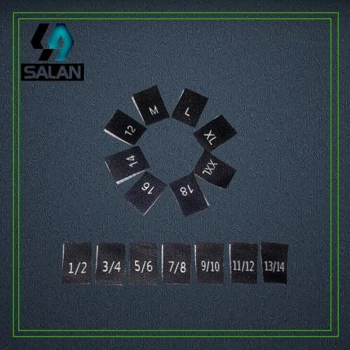 Wholesale Stock fabric number size woven labels with super sonic cut edge for clothing sewing tags Custom woven Size tags