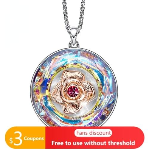 Mothers Day Gift Luxury High-end Crystals and Publicity Rose Round Charm Necklace for Women Necklaces 2021 Trend Jewelry Gift