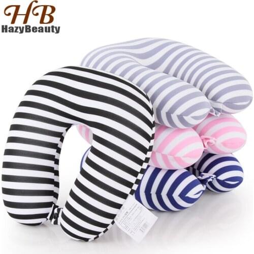 Boussac Striped Neck Pillow Filling Foam U Shape Neck Pillow Cushion Soft Foam Particle Pillow For Airplane Traveling Office