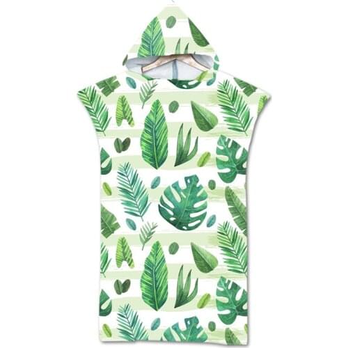 New leaves geometry Towel Adult Microfiber Dressing Robe Hooded Bath Towel Swimming Surfing Beachwear
