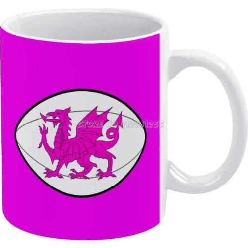 Rugby Wales Ball Pink White Mug Vintage Mug New Unisex Size Mug Wales Welsh Rugby Six 6 Nations Dragon Flag Red Six Nations 6 Na