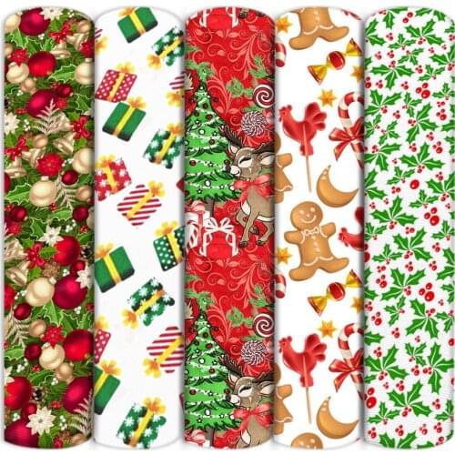 Merry Christmas Tree Santa Claus polyester Cotton Sewing Quilting Fabrics Needlework Material DIY Handmade Cloth,1Yc13235