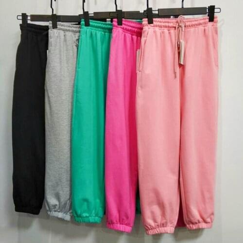 2021 Autumn Sweatpants Women Baggy Candy Colors Cotton Sport Pants Wide Leg Oversized Streetwear High Waisted Hip Hop Trousers