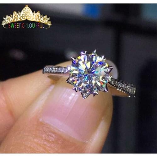 100% 18K 750Au Gold ring composition Moissanite Diamond Ring D color VVS With national certificate MO-00107-01