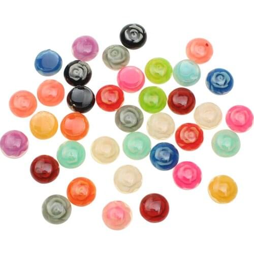 50Pcs 11mm Round Resin Flowers Decorations Crafts Flatback Cabochon Embellishments For Scrapbooking Diy Accessories