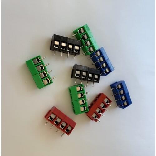 100PCS/LOT kf301-4p splice, screw type PCB spacing 5.0 terminal, Copper foot /iron pin four-color KF301 red, green, black, blue
