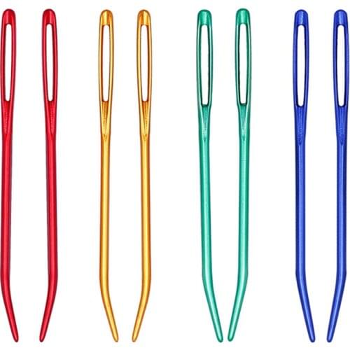 2pcs/Pack Elbow Bodkin Aluminum Bent Tip Knitting Needles Practical DIY Braiding Tools For sweater Wool Yarn Sewing Accessories