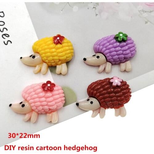 20pcs/lot DIY resin cartoon hedgehog for kids hair clothes accessories resin cabochons resin charms