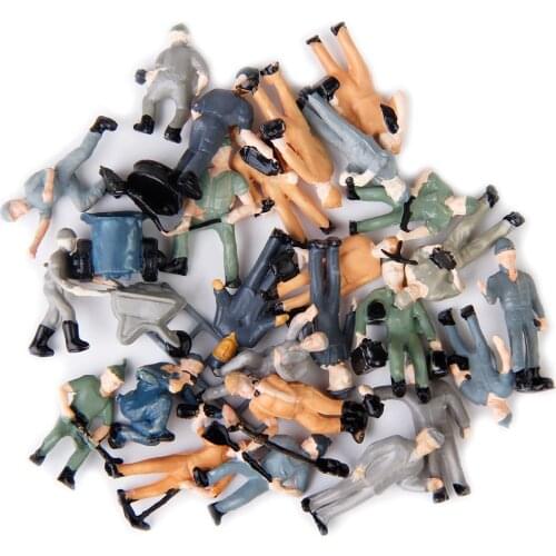 25pcs Railway Worker Train Painted Figures 1:87 HO Scale Scenery Micro Landscape Miniature