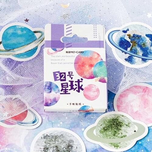 45 Pcs/box No. 32 Planet Stickers Scrapbooking Journal Stationery Diary Japanese Paper Cute Decorative Space Planets Sticker