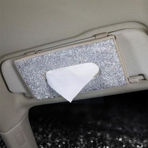 Car Tissue Box Car Paper Box Diamond Car Decoration Box Visor Paper Car Paper Fashion Sun Creative Box L0J7