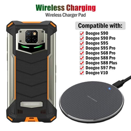 10W Qi Wireless Charger for Doogee S90 S95 S68 S88 S97 Pro Plus V10 Dual 5G Rugged Phone Wireless Charging Pad