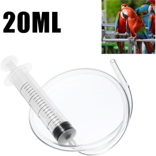1 Piece 20ml Pet Parrot Measuring Feeding Syringe Plastic Bird Syring Reusable Feeding Syringe Crop Tube Dosing with 44cm Tube