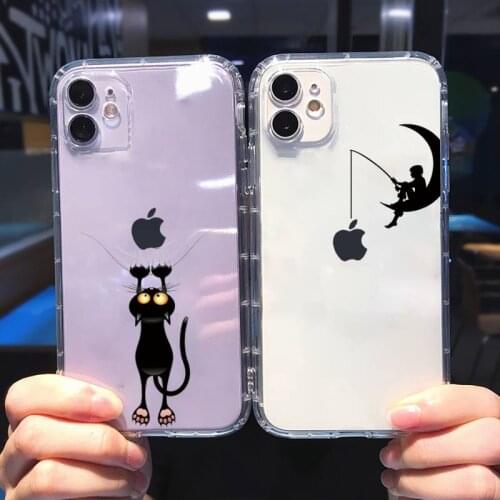 Cute creative design pattern Phone Case Transparent for iPhone 6 7 8 11 12 s mini pro X XS XR MAX Plus cover funda shell