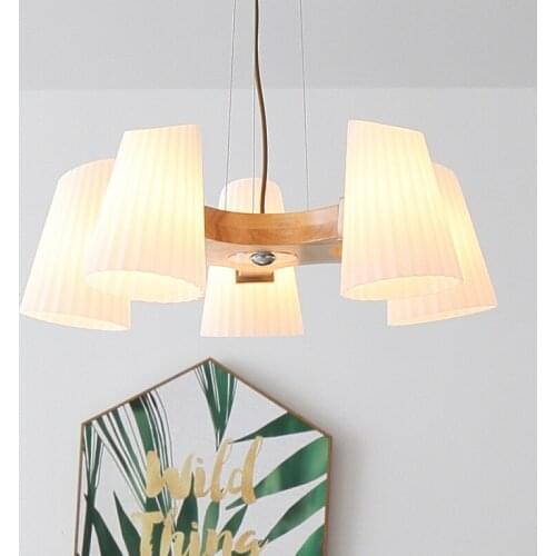Wooden pendant lamps glass lampshade modern living room dining room Restaurant wood decorative lighting pendant lights mx9241639