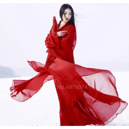 Hanfu, traditional Chinese womens dress, large size, pure red, retro, Tang dress, new in 2021