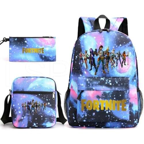 3Pcs Sets FORTNITE Canvas Schoolbags For Teenage Boys Children Shoulder Bags New Trend Female Backpack Fashion Men Backpack
