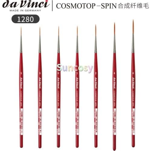 Da Vinci Watercolor Series 1280 CosmoTop Spin Paint Brush, Medium Needle-Sharp Liner Synthetic with Red Handle