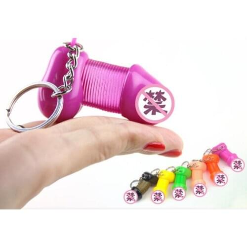 10pcs Creative Funny Penis Keychain Multi Spring Keyring Lovers Men Women Prank Gifts