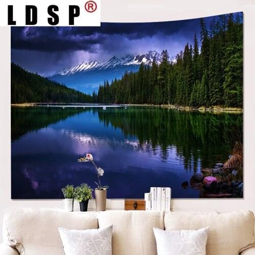 LDSP Lake Forest Natural Landscape Tapestry Hanging Covering Rugs Background Cloth Beach Mat Blanket Art Bedroom Living Decor