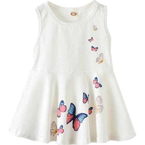 Fashion Girls Dress Rose Flower Print Butterfly Embroidery Purple Age 2-7 Years 2021