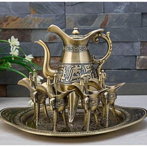 1 Lot White Wine Set Hip Flask For Alcohol Service For Sake Retro Palace Alloy Metal Home Wedding Metal Gift Decoration ZPJ057