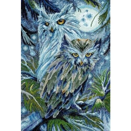 2021 Drop Shipping Embroidery Owls Cross Stitch Kit Modern with 100% Cotton Flosses & Free Shipping for Wall Decor & Gifts