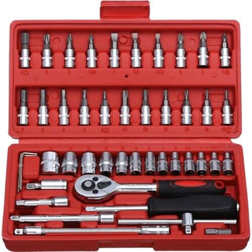 5set 46pcs/set Auto Repair Kit Ratchet Wrench Set Repair Tool Combination Tire Bicycle Electric Motorcycle Disassembly Tool