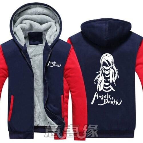 New Winter Jackets Coats Angels of Death hoodie Anime ray zack Hooded Thick Zipper Men Sweatshirts