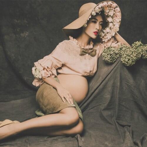 New Korean Dress Pregnant For Photo Shoot Half sleeve Vestido Maternidad Fotos Maternity Clothes 6MDS028