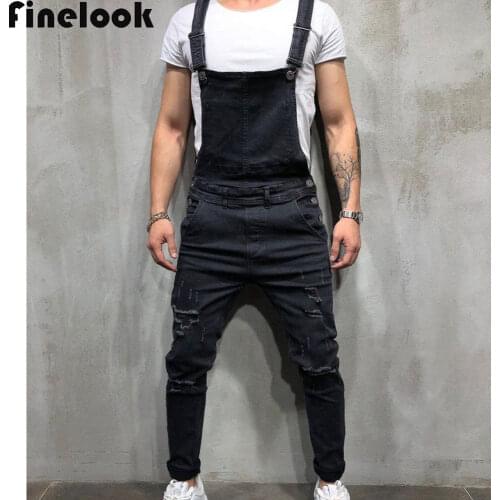 New Mens Distressed Jumpsuits Biker Jean Pants Denim Regular Carpenter Overalls Pockets S-XXXL Size