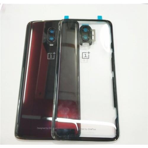 Original New Glass Panel Back Battery Cover Housing Door Rear Case For Oneplus 6T With Camera Lens Frame