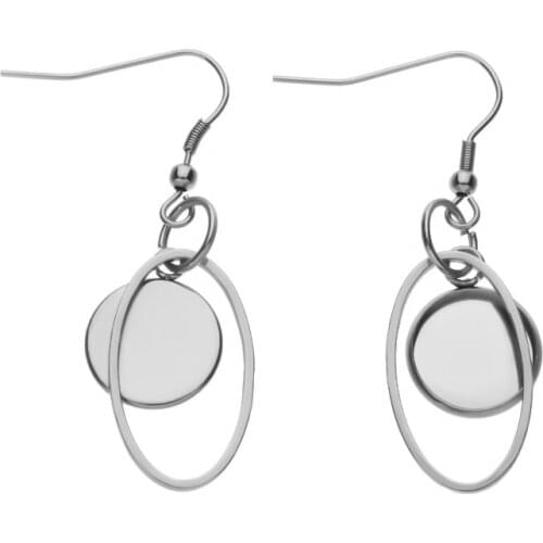 10pcs Stainless 14x25mm Oval Cameo Round Cabochon Blank Setting Earring Hook Base Tray For Earring Jewelry Making Accessories