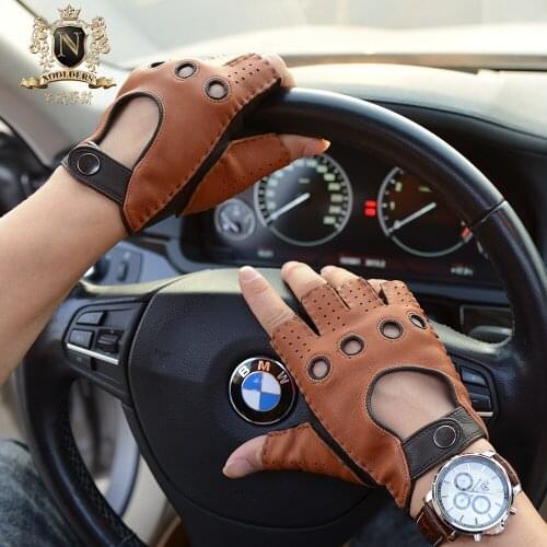 2020 Lastest Mans Half Finger Gloves Deerskin Retro Motorcycle Leather Gloves Male Semi-Fingers Driving Gloves M-51