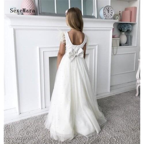 Flower Girl Dress For Wedding Tulle Long Little Girls Pageant Birthday Dress Communion Dresses