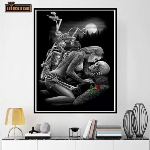 Full Square/Round Drill Skeleton Woman Moto 5D Daimond Painting Embroidery Picture New Diamond Painting Cross Stitch Kit Mosaic