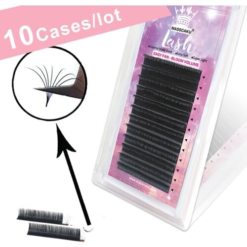 MASSCAKU Easy Fan Lashes Bloom Eyelash Extension Austomatic Flowering Fast Self-Making Volume Lashes Soft Makeup Eyelashes