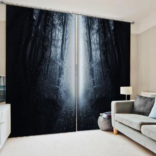 Luxury Blackout 3D Window Curtain For Living Room nature scenery black forest curtains