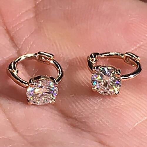 14K Rose Gold Women Hoop Earrings Moissanite Diamonds 0.5 1 2 3 Carat Round Wedding Party Engagement Anniversary Gift Present