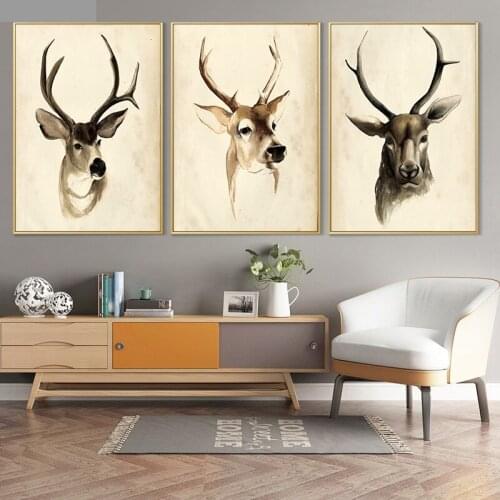 Nordic Decoration Mi Deer Cow Retro Canvas Poster and Print Painting Scandinavian Wall Art Picture for Living Room Home Decor