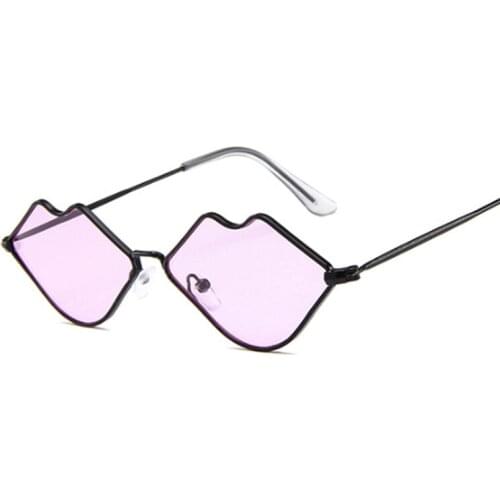 Small Red Lips Sunglasses Women Brand Designer Sun Glasses Female Candy Color Alloy Mirror Street Beat Shopping Oculos De Sol