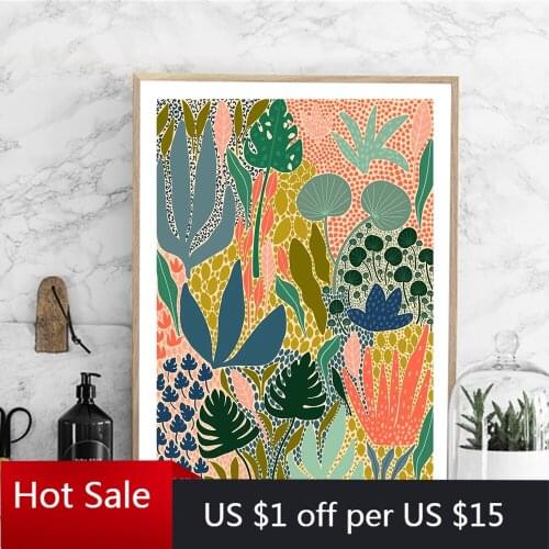 Modern Multicolored Abstract Garden PLants Art Canvas Painting Picture Posters and Prints Gallery Aisle Wall Decor Home Decor
