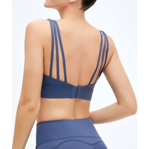 High Impact Thin Shoulder Strap Sports Bra Women Gym Shockproof Workout Tank Tops Outdoor Running Jogger Bra Adjustable Buckle