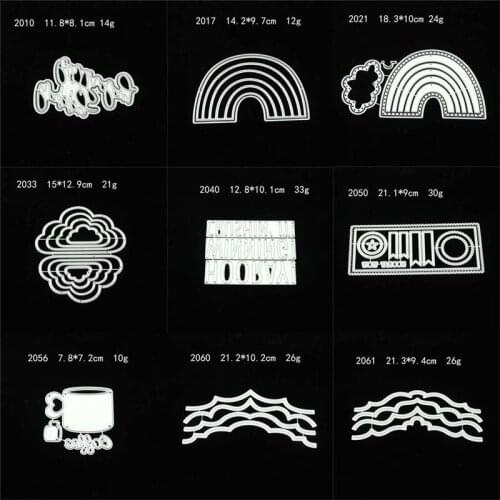 Cut Dies Clouds Rain Rainbow Happy Birthday Greeting Card Frame Scrapbooking Paper DIY Stamp Cards Handcrafts Making Stencil