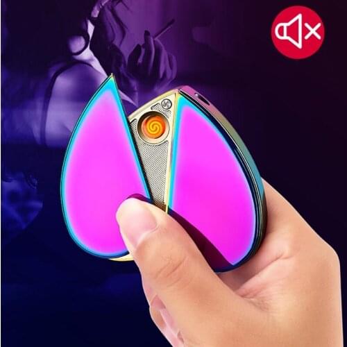 VIP Personality Christams Lighter Gift Dual Gas & USB Electric Love Keychain Lighter Heart-shaped Butane Flame Lighter Rotating