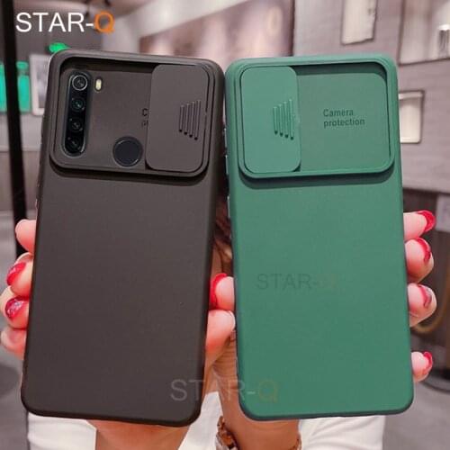 Slide Protect Camera Lens Phone Case On For Xiaomi Redmi Note 8 2021 9 Pro 9S 8T Note8 Note9 9A 9AT 9C Nfc Liquid Silicone Cover